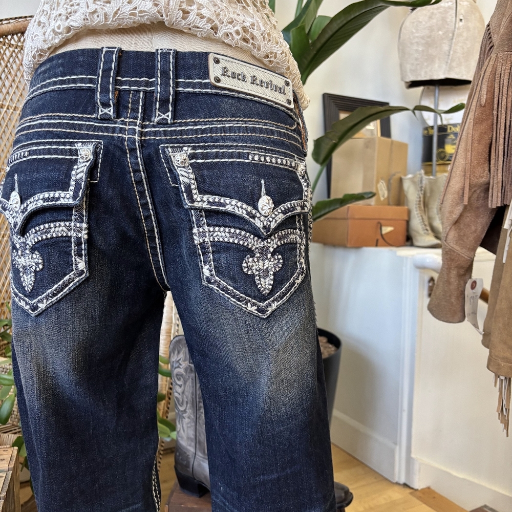 Rock Revival Essie Skinny Dark Blue Denim Jeans Size 8